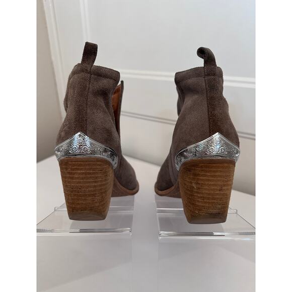 Jeffrey Campbell Women Cromwell Taupe Western Cowboy Metal Tip Boots sz 7.5 - Picture 5 of 11